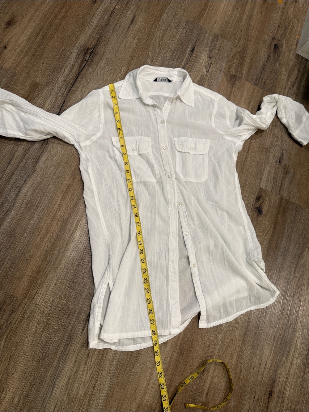 Ralph Lauren White Sheer Cotton Button-Up with Black Label - Picture 10 of 11